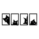 Kit 4 Quadros Vazados Gato Preto - Mimers