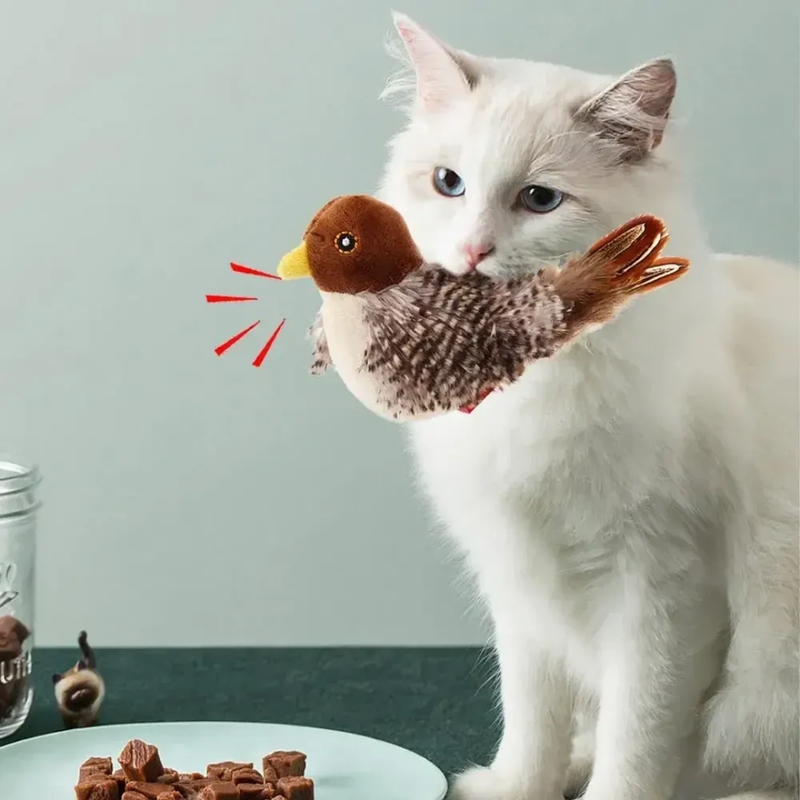 Brinquedo Passarinho Interativo de Pelúcia para Gatos