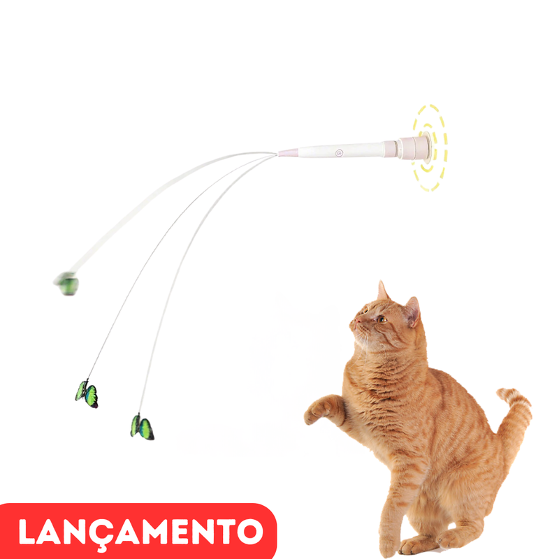 Brinquedo Bastão Elétrico com Borboleta para Gatos