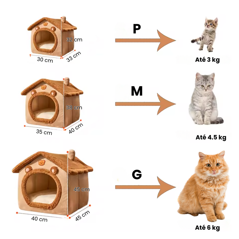 Casa Ursinho Desmontável para Gatos