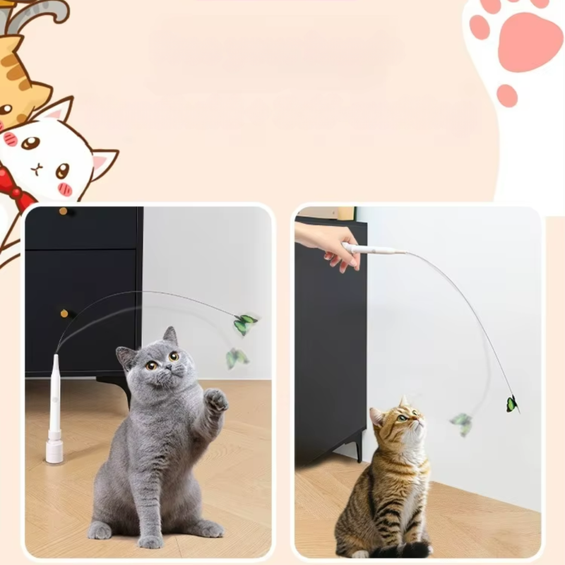 Brinquedo Bastão Elétrico com Borboleta para Gatos