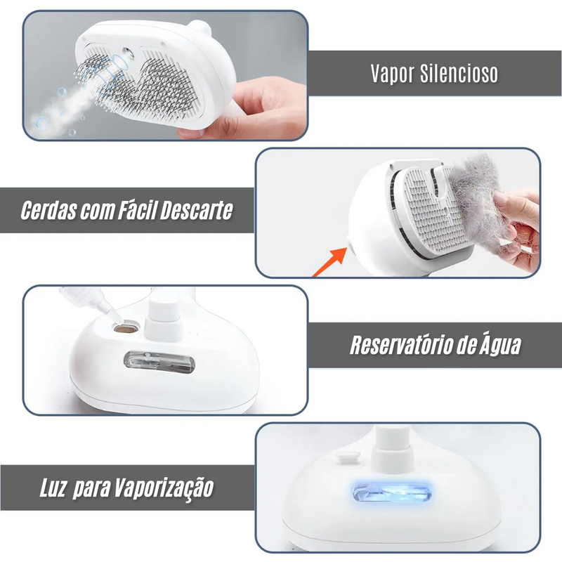 Escova com Vapor para Limpeza de Pelos