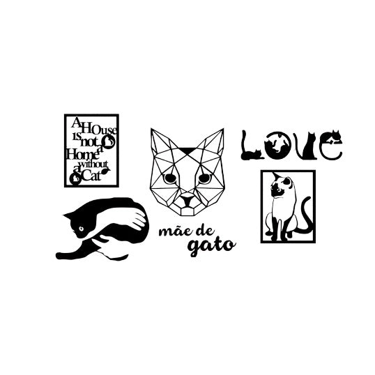 Kit Quadros Vazados Love Cat - Mimers