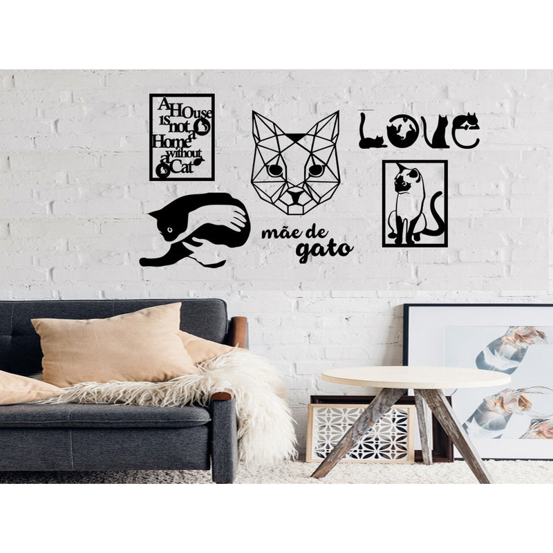 Kit Quadros Vazados Love Cat - Mimers